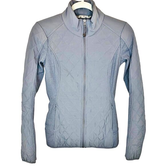 Athleta Upside Jacket Quilted Full Zip Up Size XXS Gray Insulated Stretch Pocket - Picture 3 of 11